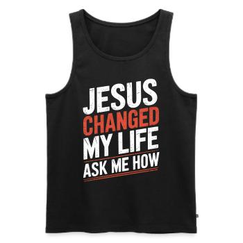Jesus changed my life! Christian - Men's Premium Organic Tank Top - black - Front - AI Model Male 178 light (178cm)