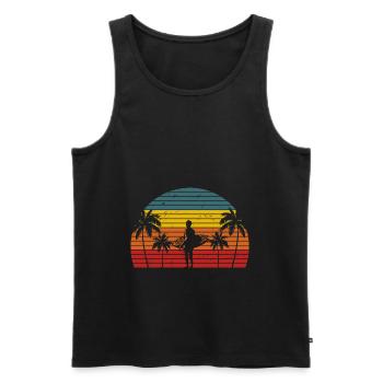 Surfer Retro Hawaii Surfing Holiday Surfboard - Men's Premium Organic Tank Top - black - Front - AI Model Male 178 light (178cm)