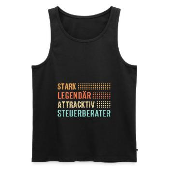 Steuerberater Spruch STARK LEGENDÄR ATTRAKTIV STEU - Männer Premium Bio Tank Top - Schwarz - Vorne - Michal (187cm)