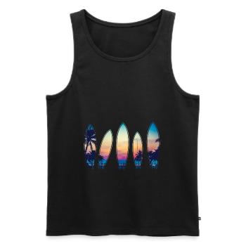 Surf vintage plage classique Hawaii Surf surf - Débardeur bio Premium Homme - noir - Devant - Michal (187cm)