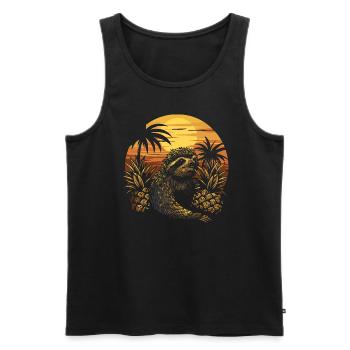 Sloth Sloth Animal Sloth Wilderness Beach Palm Trees - Men's Premium Organic Tank Top - black - Front - AI Model Male 178 light (178cm)