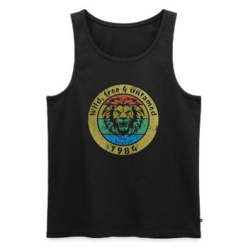 40. Geburtstag Wild, free & untamed since 08/1984 - Männer Premium Bio Tank Top - Schwarz - Vorne - Michal (187cm)