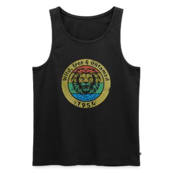 70. Geburtstag Wild, free & untamed since 09/1954 - Männer Premium Bio Tank Top - Schwarz - Vorne - AI Model Male 178 light (178cm)