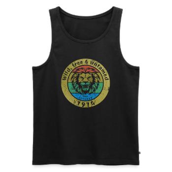 Wild, free & untamed since 10/1974 - Men's Premium Organic Tank Top - black - Front - Michal (187cm)