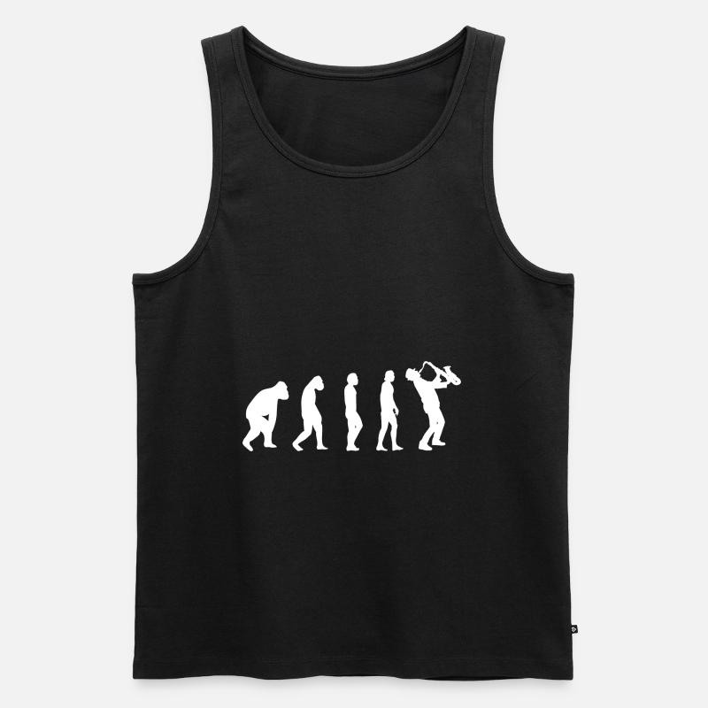 Saxophon Musik Instrument Evolution Saxophonist - Männer Premium Bio Tank Top - Schwarz