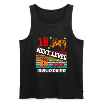 18th Birthday Level Unlocked - Men's Premium Organic Tank Top - black - Front - AI Model Male 178 light (178cm)