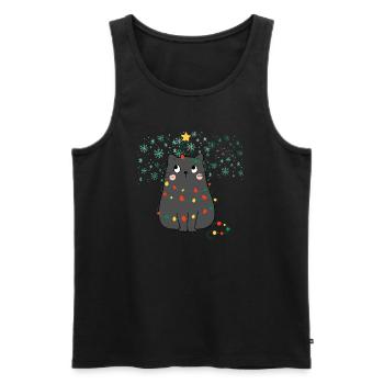 Black Cat Christmas, Meowy Christmas - Men's Premium Organic Tank Top - black - Front - Michal (187cm)