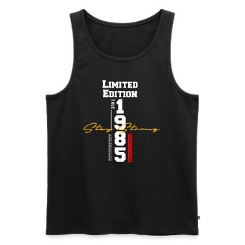 Limited Edition Stay Strong Retro Design - Männer Premium Bio Tank Top - Schwarz - Vorne - AI Model Male 178 light (178cm)