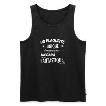 Un plaquiste unique donne un papa fanstastique - Débardeur bio Premium Homme - noir - Devant - Michal (187cm)