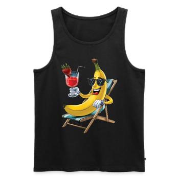 Banana - Männer Premium Bio Tank Top - Schwarz - Vorne - Michal (187cm)