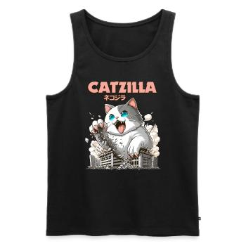 Catzilla Chat Drôles d’animaux - Débardeur bio Premium Homme - noir - Devant - AI Model Male 178 light (178cm)