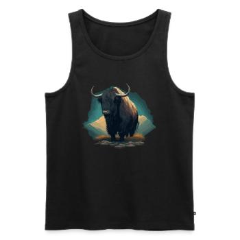 Yak Lover Illustration - Débardeur bio Premium Homme - noir - Devant - AI Model Male 178 light (178cm)