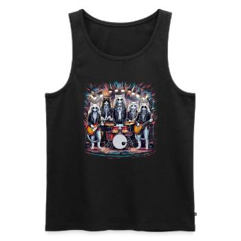 Rockin' Cats Psychedelische Hommage - Männer Premium Bio Tank Top - Schwarz - Vorne - AI Model Male 178 light (178cm)