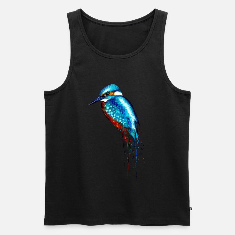 Aquarell Eisvogel - Männer Premium Bio Tank Top - Schwarz