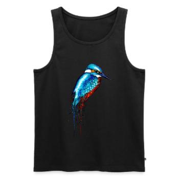 Martin-pêcheur aquarelle - Débardeur bio Premium Homme - noir - Devant - Michal (187cm)