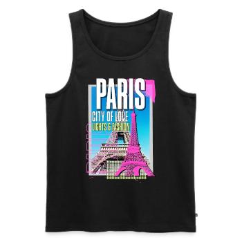 Paris, France, City, Skyline, Eiffel Tower, Art - Men's Premium Organic Tank Top - black - Front - Michal (187cm)