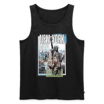 New York City USA America City Skyline Collage - Men's Premium Organic Tank Top - black - Front - AI Model Male 178 light (178cm)