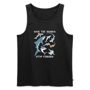 Types de requins Espèces de requins - Débardeur bio Premium Homme - noir - Devant - AI Model Male 178 light (178cm)
