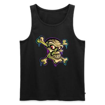 Pirate Crâne Cartoon Graffiti - Débardeur bio Premium Homme - noir - Devant - Michal (187cm)