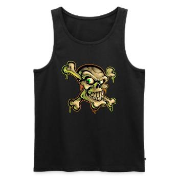 Pirate Crâne Cartoon Graffiti - Débardeur bio Premium Homme - noir - Devant - Michal (187cm)