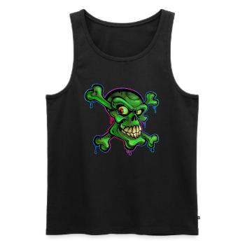 Pirate Crâne Cartoon Graffiti - Débardeur bio Premium Homme - noir - Devant - Michal (187cm)