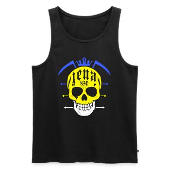 Jenaer Sensenmann Totenkopf - Männer Premium Bio Tank Top - Schwarz - Vorne - Michal (187cm)