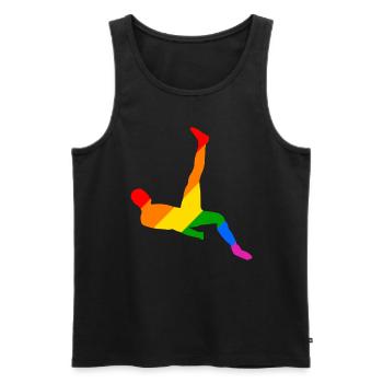 Joueur de football arc-en-ciel - Débardeur bio Premium Homme - noir - Devant - Michal (187cm)