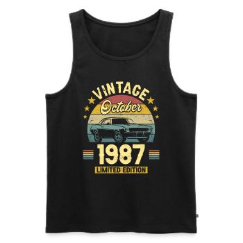 Vintage October 1987 35 Years Anniversary - Men's Premium Organic Tank Top - black - Front - Michal (187cm)