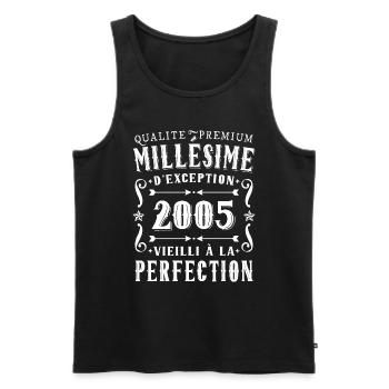 Anniversaire Millésime 2005 Vintage Fête - Débardeur bio Premium Homme - noir - Devant - AI Model Male 178 light (178cm)