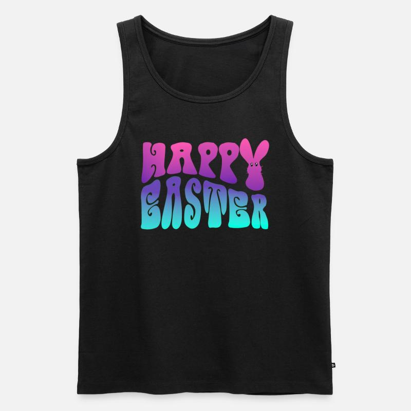 Happy Easter Schriftzug - Männer Premium Bio Tank Top - Schwarz