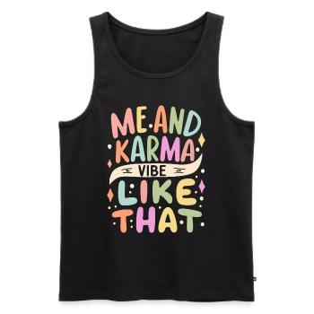 Me And Karma Vibe Like That Retro - Men's Premium Organic Tank Top - black - Front - Michal (187cm)