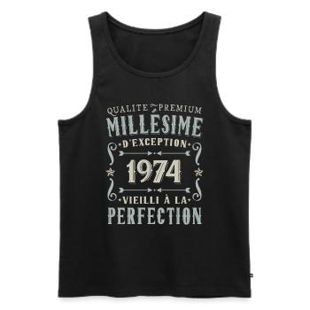 Anniversaire Millésime 1974 Cadeau Fête - Débardeur bio Premium Homme - noir - Devant - Michal (187cm)