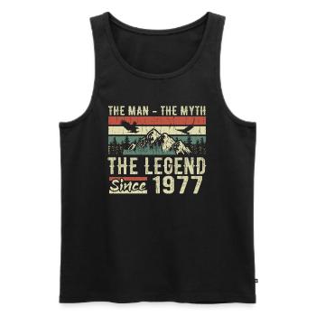 Retro 1977 Vintage - Cadeau D’anniversaire 1977 - Débardeur bio Premium Homme - noir - Devant - Michal (187cm)