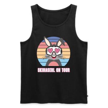 Skihaserl Skifahren Hase Skifahrer Ski Fahrer - Männer Premium Bio Tank Top - Schwarz - Vorne - Michal (187cm)