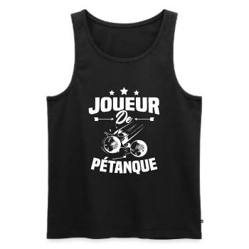Joueur De Pétanque, Humour Cadeau Pétanque - Débardeur bio Premium Homme - noir - Devant - Michal (187cm)