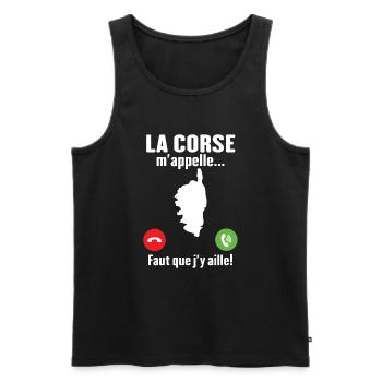 La corse m'appelle - Débardeur bio Premium Homme - noir - Devant - Michal (187cm)