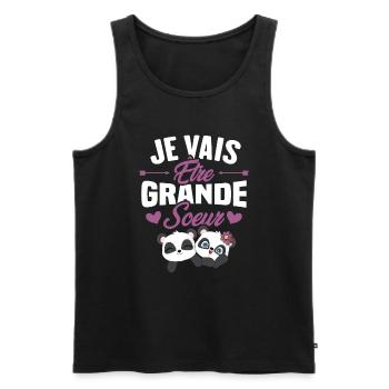 Je vais être grande soeur, future grande soeur - Débardeur bio Premium Homme - noir - Devant - Michal (187cm)