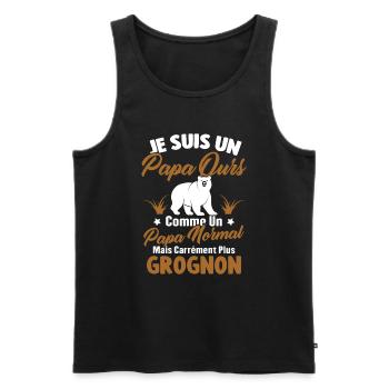 Je suis un papa ours c'est comme un papa normal - Débardeur bio Premium Homme - noir - Devant - Michal (187cm)