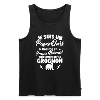 Je suis un papa ours c'est comme un papa normal - Débardeur bio Premium Homme - noir - Devant - Michal (187cm)