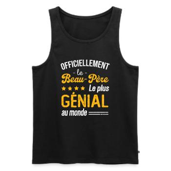 Cadeau Le Beau père le plus genial au monde - Débardeur bio Premium Homme - noir - Devant - Michal (187cm)