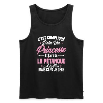 Princesse et pétanque - Débardeur bio Premium Homme - noir - Devant - Michal (187cm)
