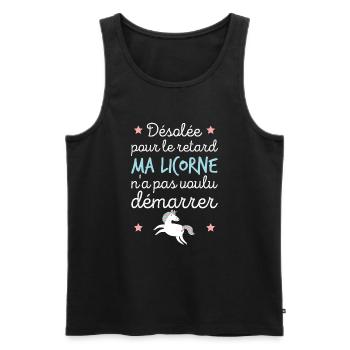 Ma licorne n'a pas voulu démarrer Cadeau femme - Débardeur bio Premium Homme - noir - Devant - Michal (187cm)