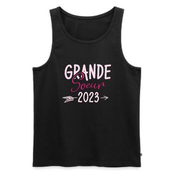 Grande Soeur 2023, Cadeau future soeur - Débardeur bio Premium Homme - noir - Devant - Michal (187cm)