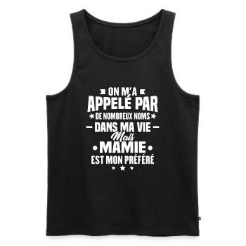 On m'a appelée par tous les noms mais Mamie - Débardeur bio Premium Homme - noir - Devant - AI Model Male 178 light (178cm)