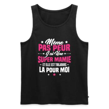 J'ai une Mamie et elle est toujours la pour moi - Débardeur bio Premium Homme - noir - Devant - Michal (187cm)