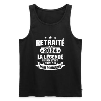 Cadeau retraité 2024, La légende prend sa retraite - Débardeur bio Premium Homme - noir - Devant - Michal (187cm)
