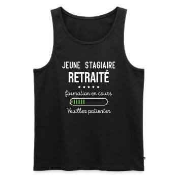 Jeune stagiaire retraité formation en cours - Débardeur bio Premium Homme - noir - Devant - Michal (187cm)