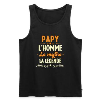 Papy l'homme le mythe la légende humour cadeau - Débardeur bio Premium Homme - noir - Devant - Michal (187cm)