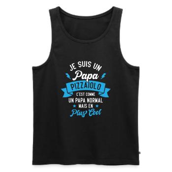 Papa Pizzaiolo c'est comme Papa Normal - Débardeur bio Premium Homme - noir - Devant - Michal (187cm)
