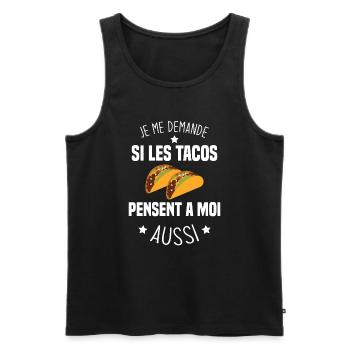Je me demande si les tacos pensent a moi aussi - Débardeur bio Premium Homme - noir - Devant - Michal (187cm)